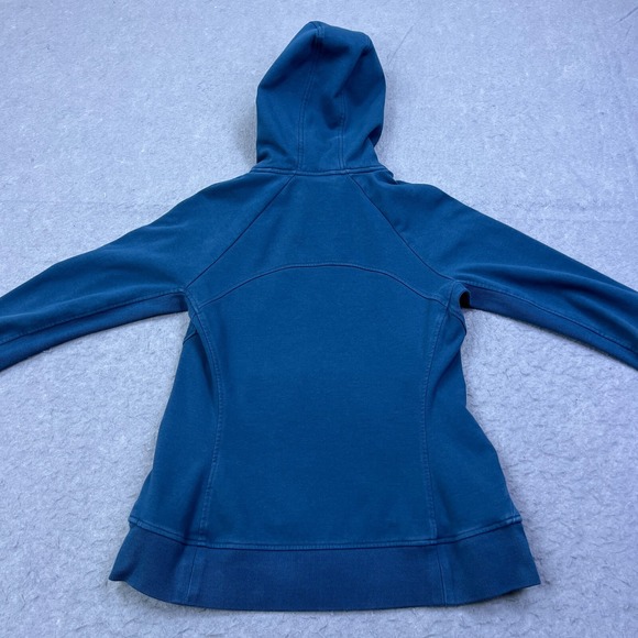 Athleta Triumph Hoodie Women's‎ Medium Blue Fitted Full Zip Funnel Thumbholes - Picture 10 of 11